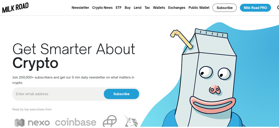 screenshot of the best crypto newsletter